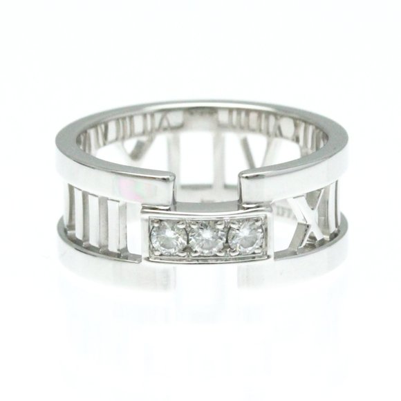 Tiffany & Co. Jewelry - TIFFANY ATLAS 18K WHITE GOLD DIAMOND BAND RING SIZE 6.25 #53